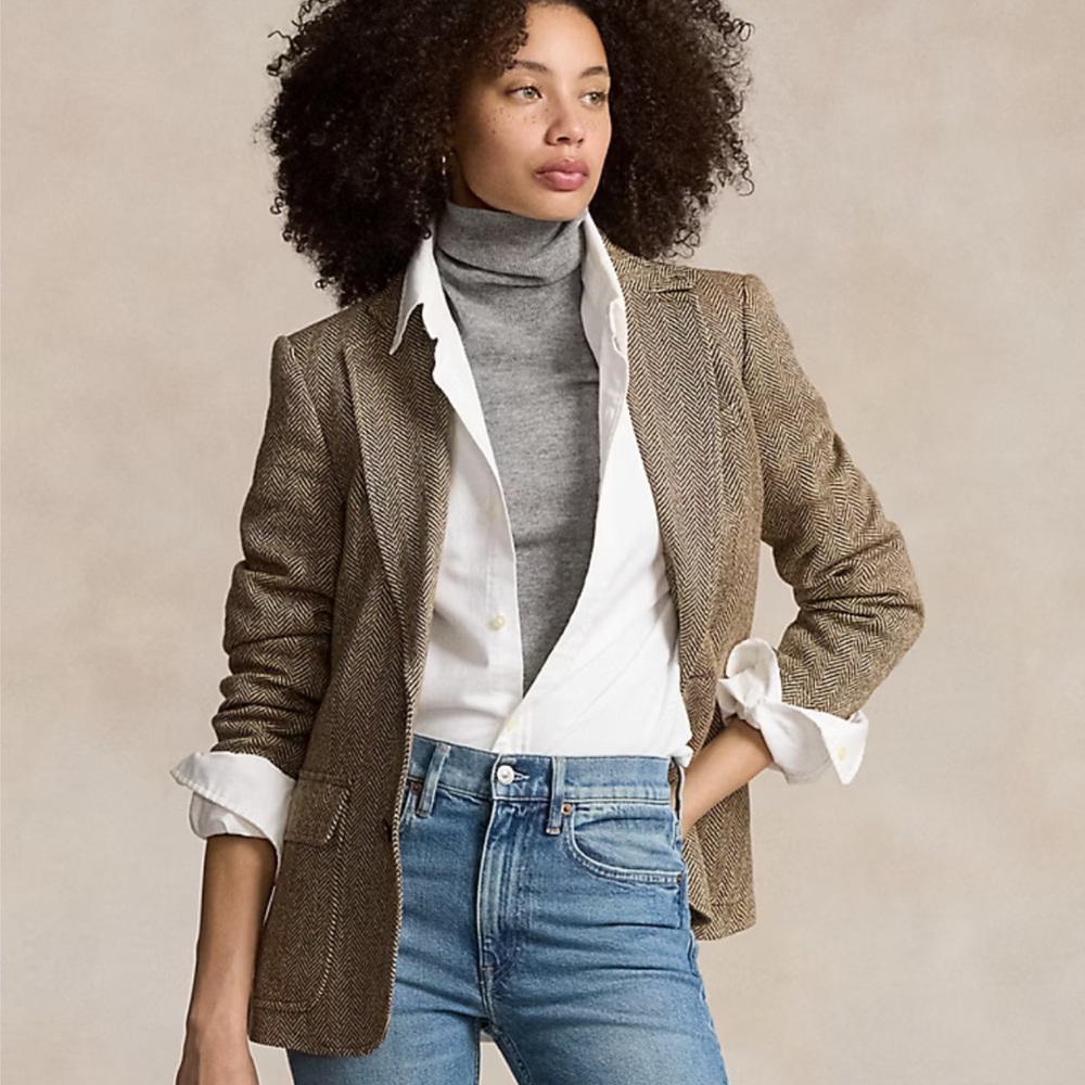 Ralph Lauren Herringbone Linen-Blend Blazer